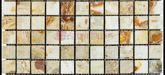 Leonardo Tumbled 1×1 Mosaic Travertine – 100% Natural